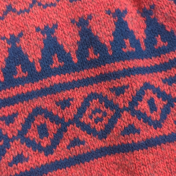 L.L. Bean Vintage Wool Sweater Women's Large Red Blue Fair Isle - Picture 3 of 9